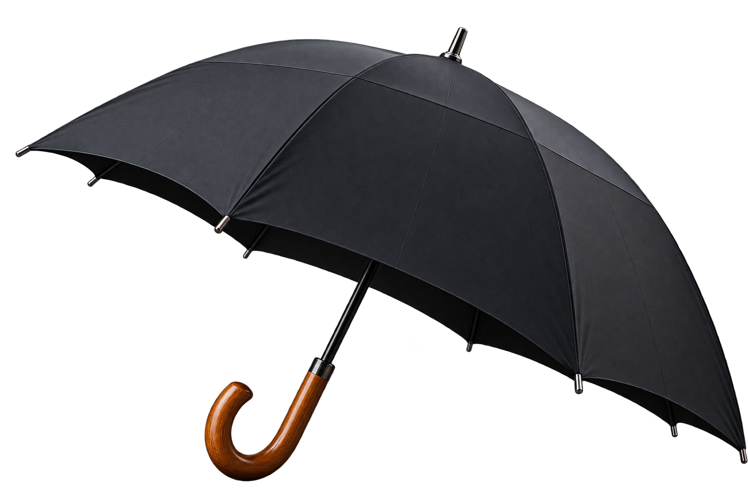 Classic black hotel umbrella with wooden handle